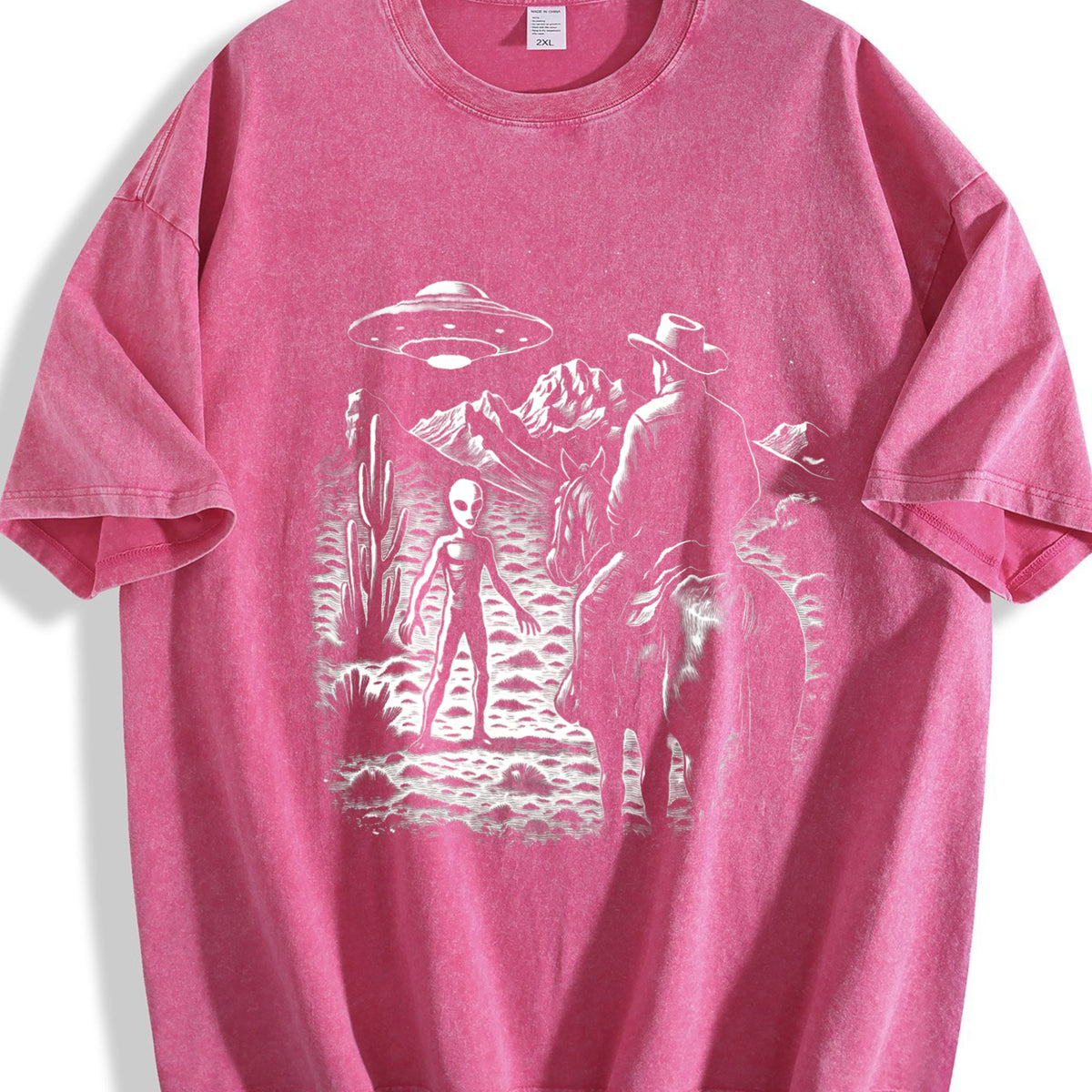 Cowboy UFO Western 90s Vintage Washed T-Shirt - product view