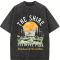 Vintage The Shire Lord of The Rings Graphic Tee - National Park - Homeland of The Hobbits - Middle Earth - J.R.R.Tolkien - Movie Shirt Menswear Top