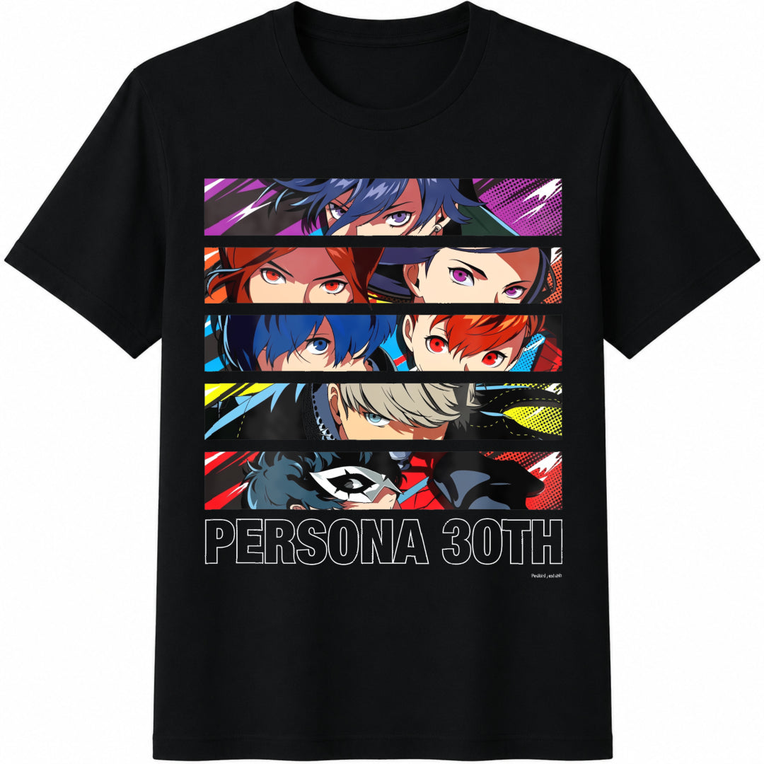 Atlus Persona 30th Protagonist Series Hero Line Up Cotton T-Shirt - Black