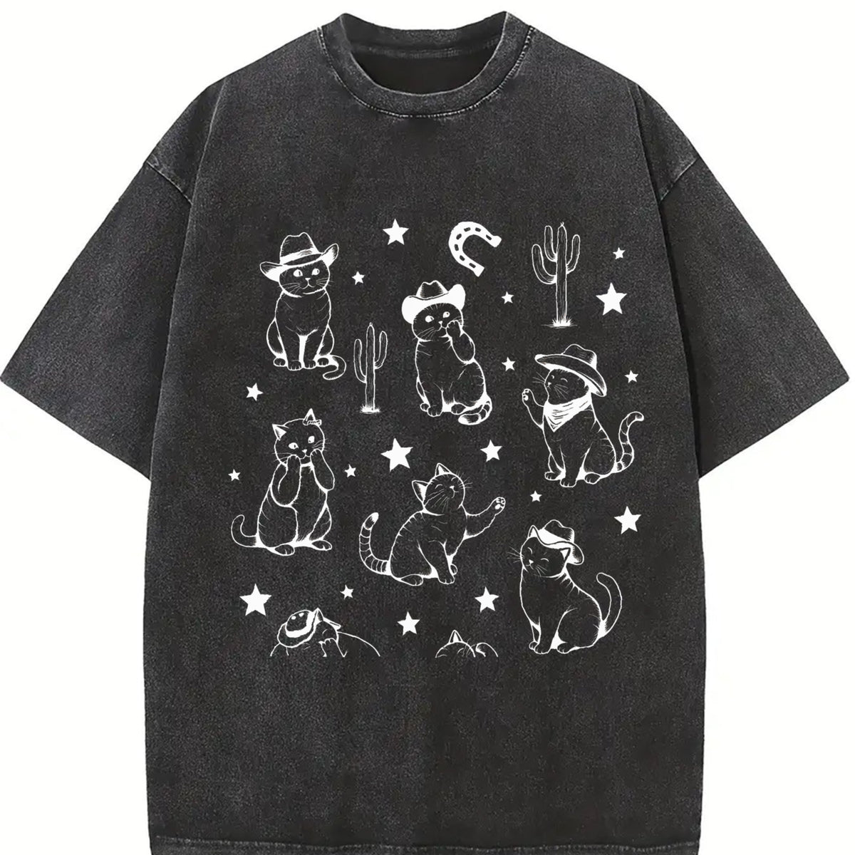 Cowboy Cats And Kittens Western Cowboy Vintage Washed T-Shirt - product view