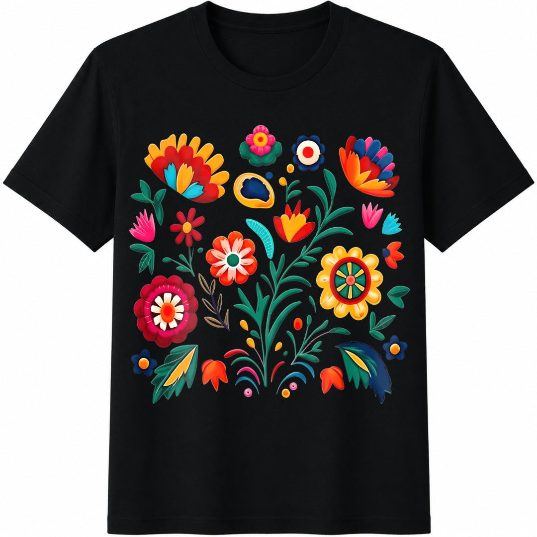 A Modern And Floral That Perfectly Matches Cotton T-Shirt - Black