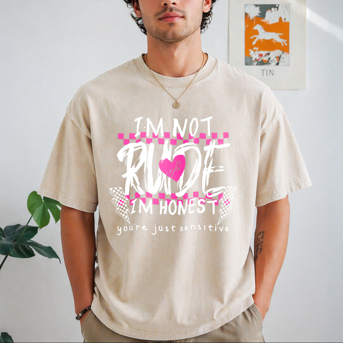 Ladies Summer Vintage Washed T-Shirt - Beige