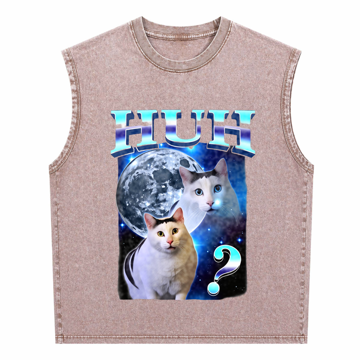 Funny Cat Meme Men's Washed Tank Top - product view