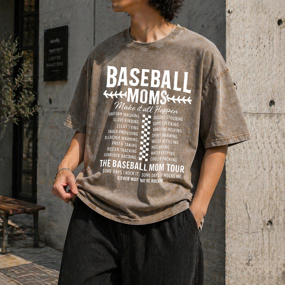 Funny Baseball Mom Vintage Washed T-Shirt - product view