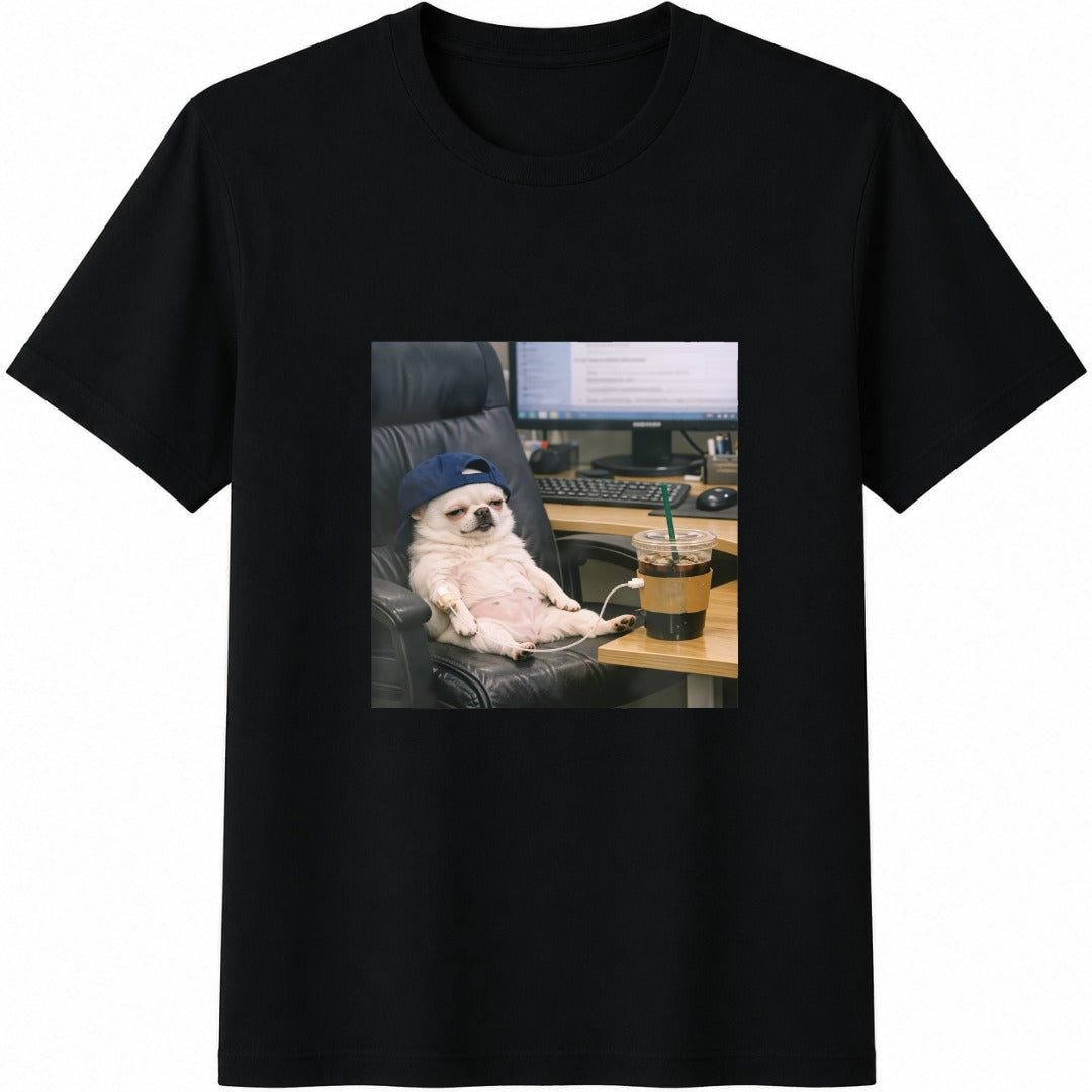 Funny Lazy Dog Cotton T-Shirt - Black