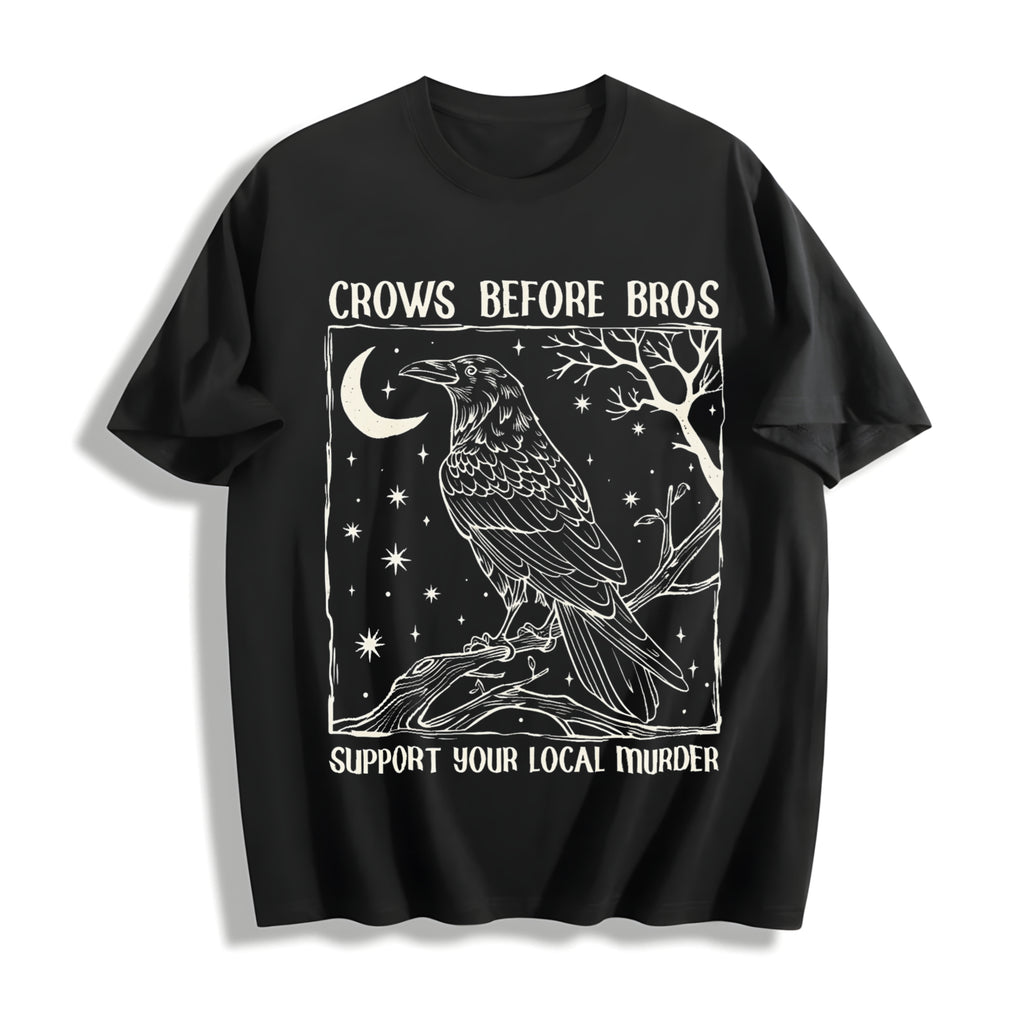 Funny Crows Before Bros Cotton T-Shirt - product view
