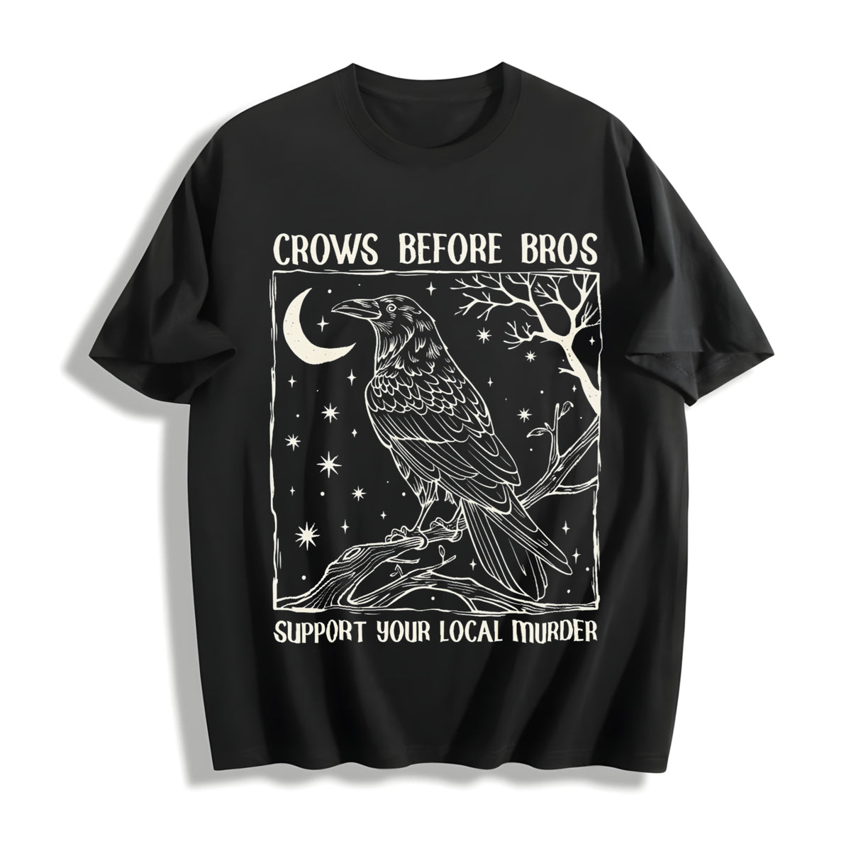 Funny Crows Before Bros Cotton T-Shirt - product view
