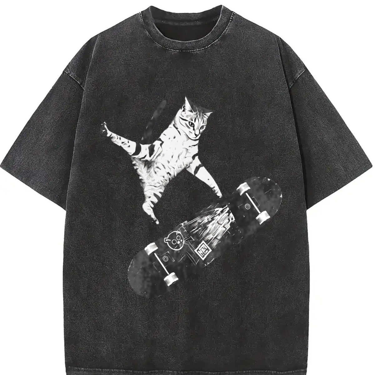 Vintage Style Emo Skater Cat Graphic Tshirt Casual Crewneck, Fantasy Kitten Tshirt, Cute Cat Shirt, Love Cat Tshirt, Meme Cringe Funny Dumb Shirts, Unisex Shirt Menswear Womenswear Streetwear