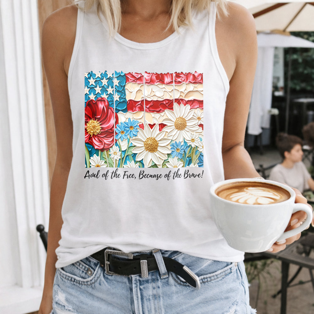 Land Of The Free Because Of The Brave Fourth Of July Women's Tank Top - product view