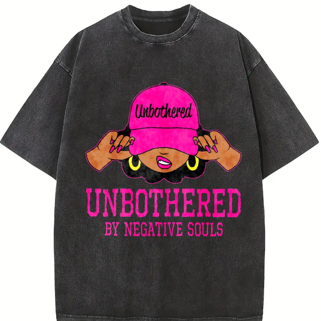 100% Cotton Unisex Unbothered Sassy Black Woman African American Afro Queen T-Shirt Casual Top