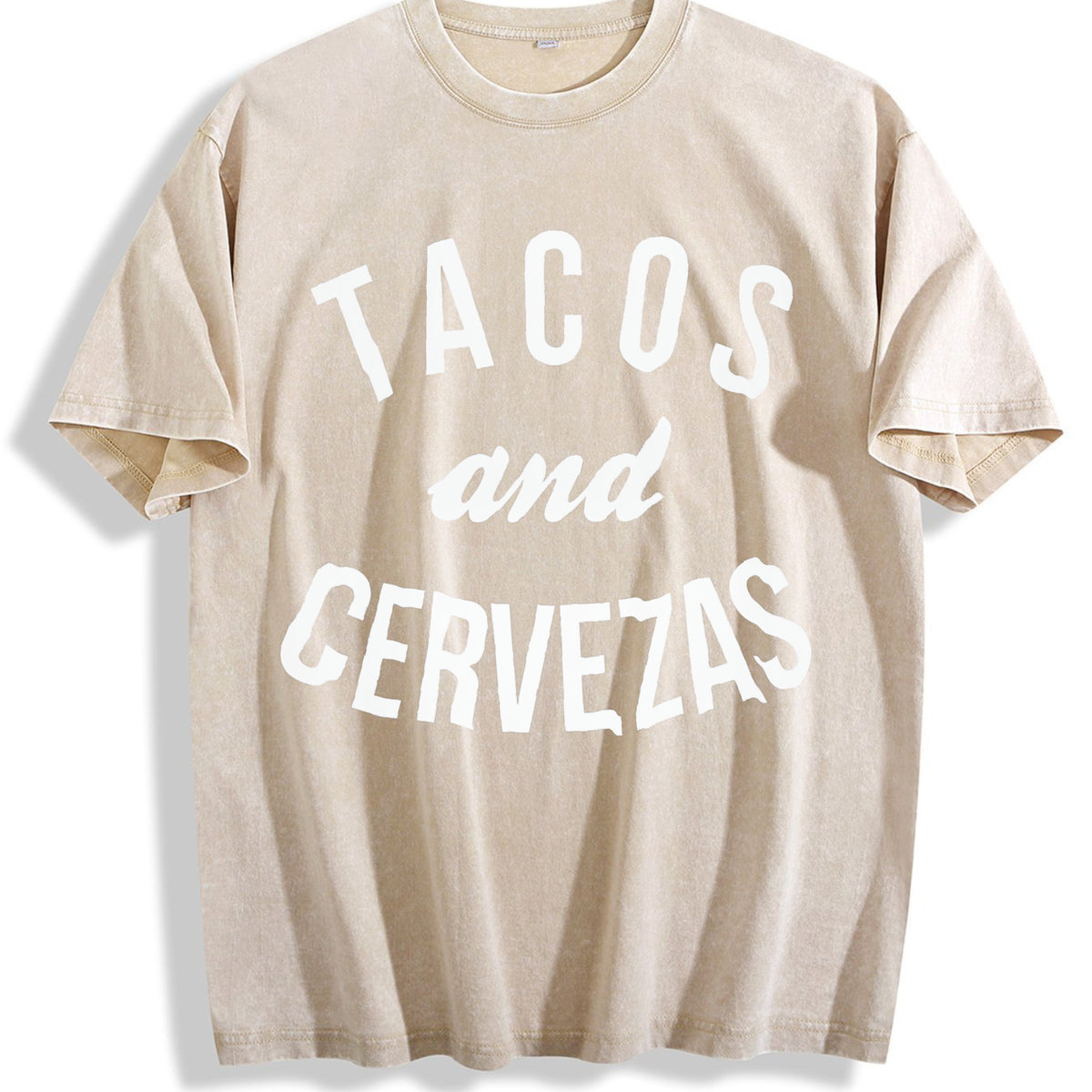 Tacos And Cervezas Funny Vintage Washed T-Shirt - Beige