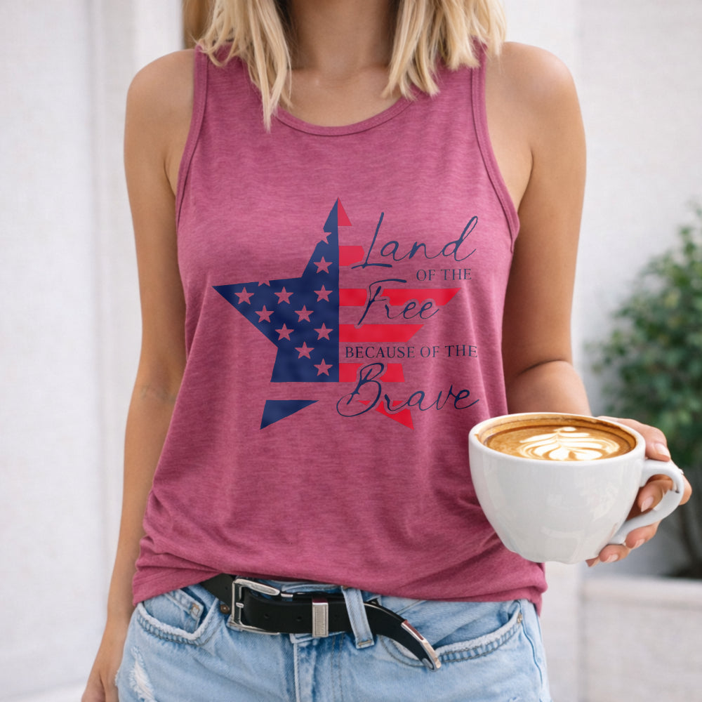Patriotic Star Flag Land Of The Free Because Of The Brave Women's Tank Top - product view