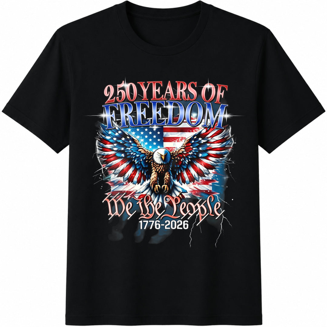 Happy 250th Birthday USA Cotton T-Shirt - Black