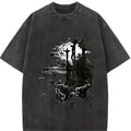 valentine shirts Jesus Cross Print Long Sleeve T-Shirt Double Sides Unisex Oversize Acid Washed Heavyweight Cotton T-Shirt, Gift For Him,Gift For Her Clothing Menswear Men's