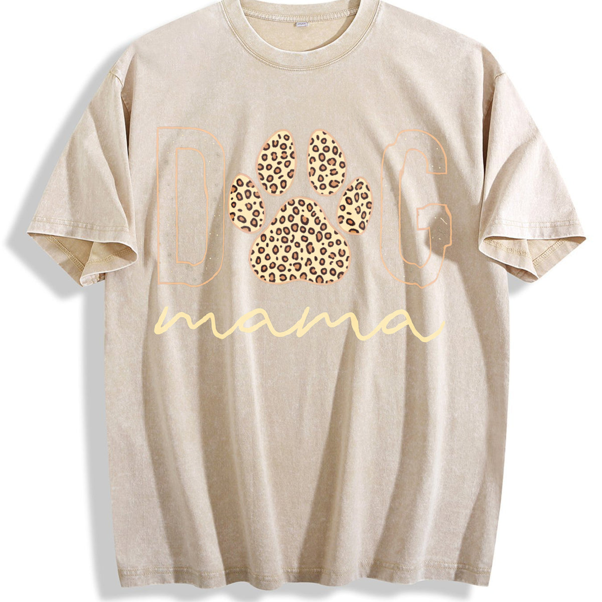 Dog Mama Vintage Washed T-Shirt - Beige