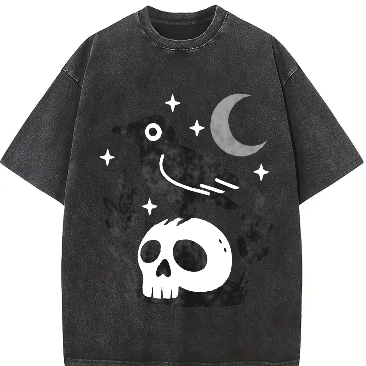 Comfort Colors Witchy Crow Skull Shirt, Moon and Stars Tee, Gothic Raven, 1717, Spooky Witch Bird Shirt, Occult Crow Gift