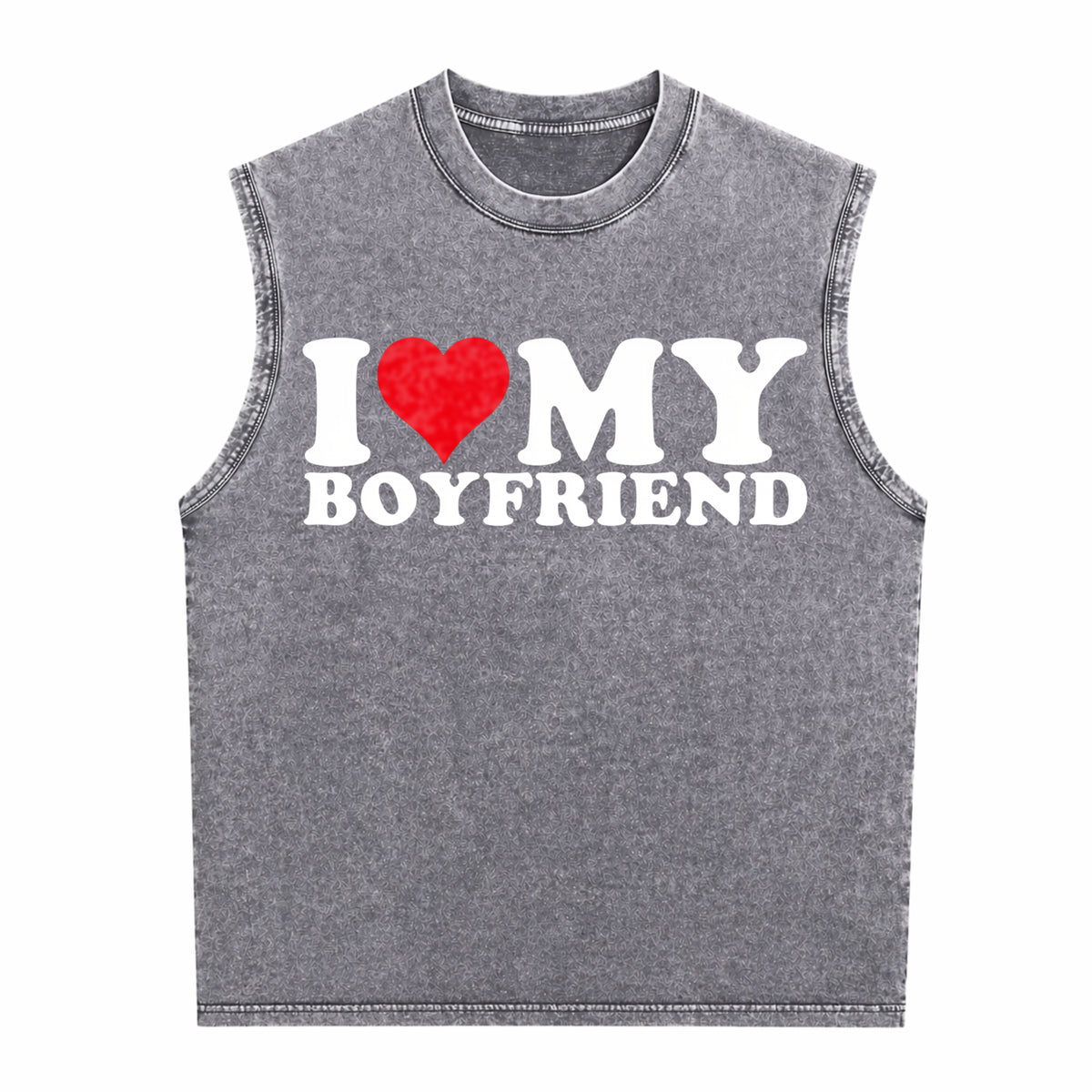 I Love My Heart Men's Washed Tank Top - product view