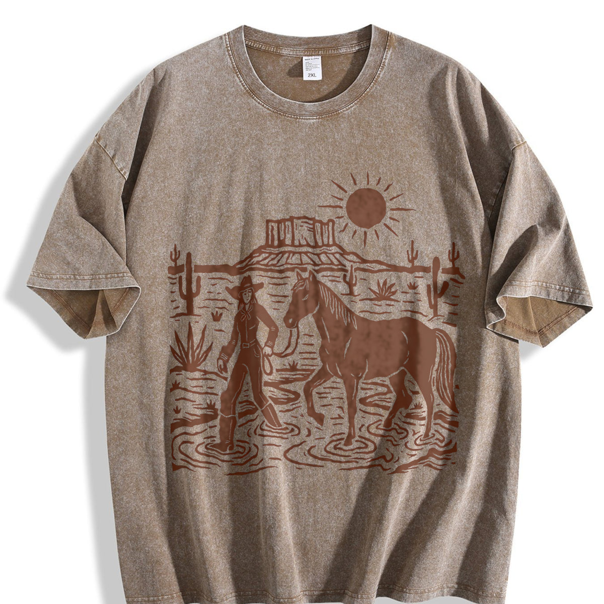 Cowgirl Desert Horse Vintage Washed T-Shirt - product view