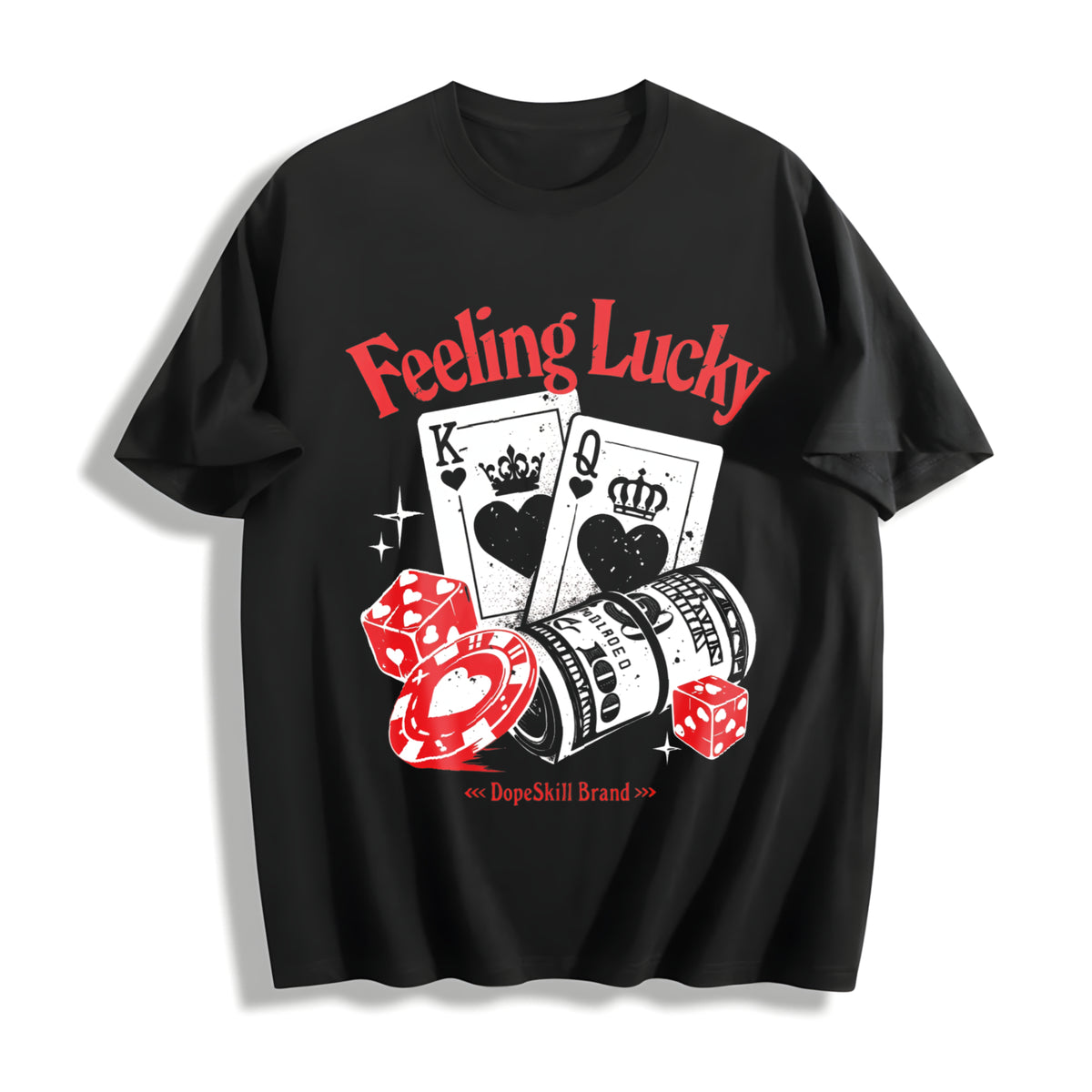 Feeling Lucky - Casino Elements : Finish Cotton T-Shirt - Black