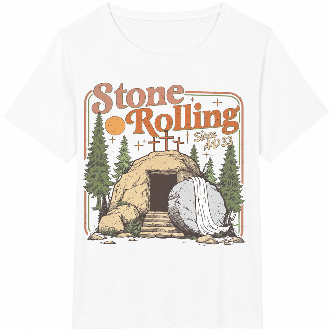 Rolling Christian Stones Easter Jesus Christ Cotton T-Shirt - product view