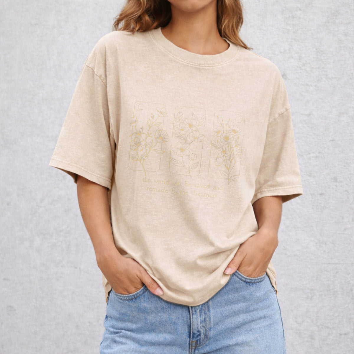 Throne Of Glass Flower Aelin Quote Vintage Washed T-Shirt - Beige
