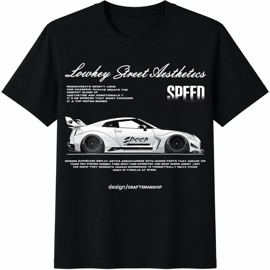 Shein Slogan & Car Cotton T-Shirt - Black