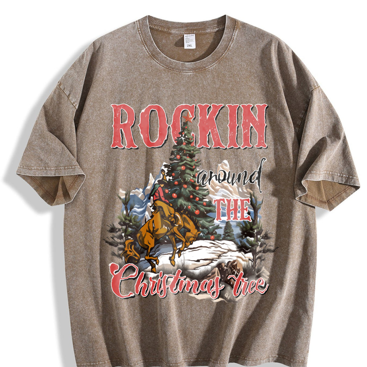 Rocking Around The Christmas Tree Cute Teenager Vintage Washed T-Shirt - product view