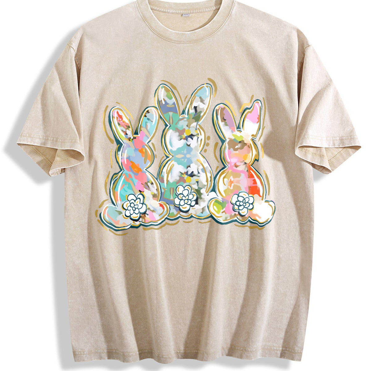 Brushstroke Vintage Washed T-Shirt - Beige