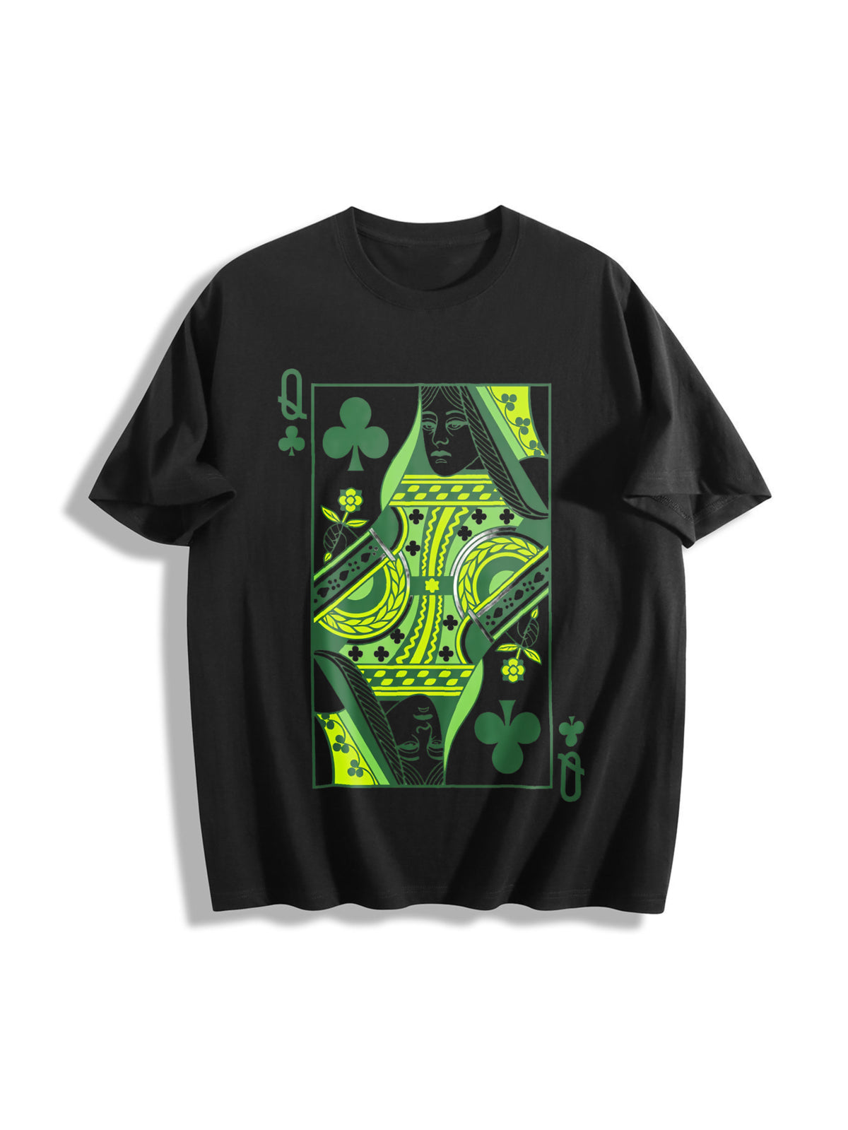 Queen Of Clubs For St Patrick's Day Cotton T-Shirt - Black