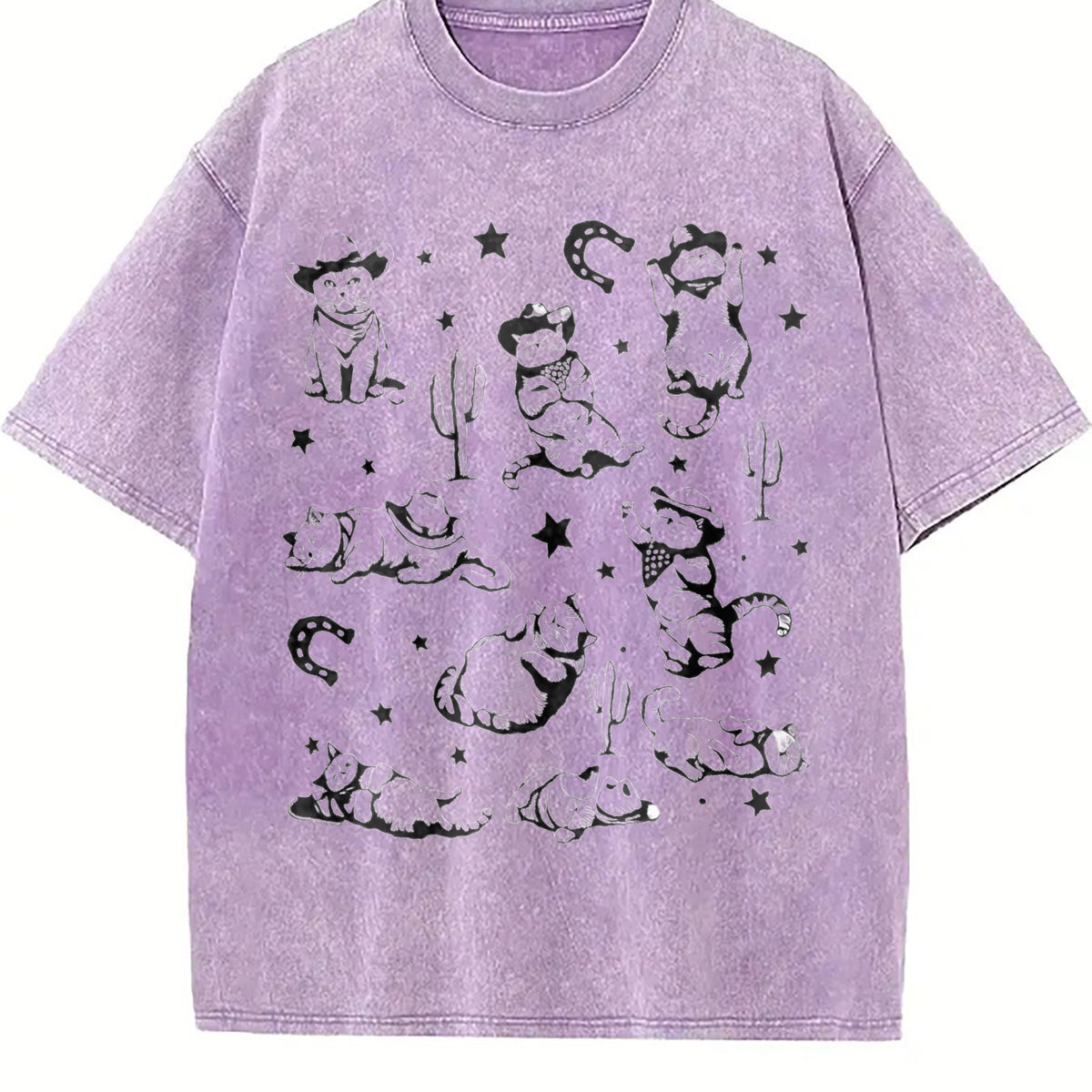 Cowboy Cats And Kittens Western Cowboy Vintage Washed T-Shirt - product view