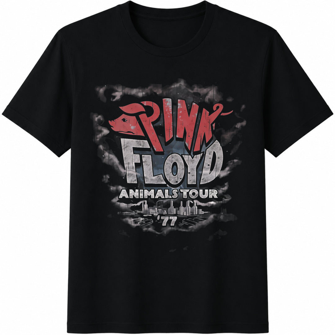 Animals Dark Side Of Moon Rock Tour Vntg Cotton T-Shirt - Black