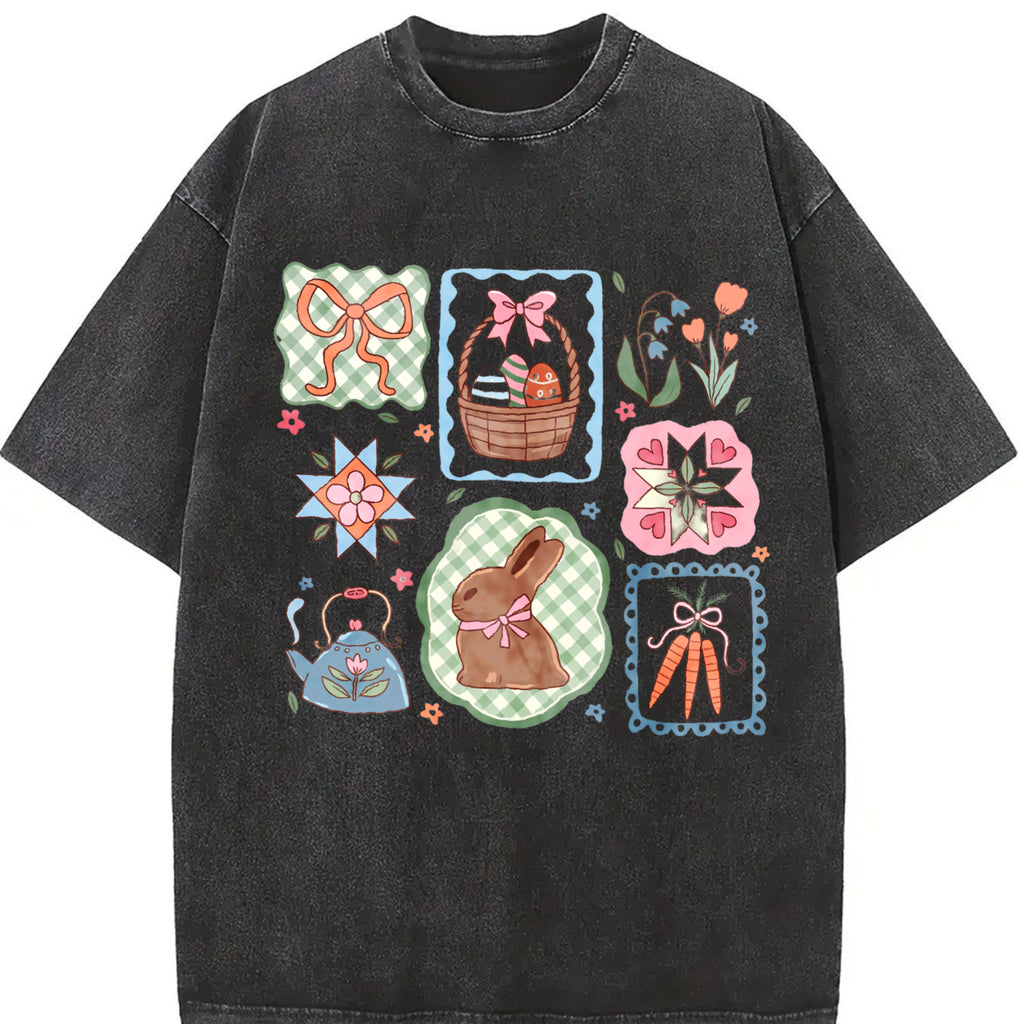 Comfort Colors Coquette Bow Easter Shirt for Women Cute Bunnies Shirt Trendy Easter Crewneck Easter Gift for Women