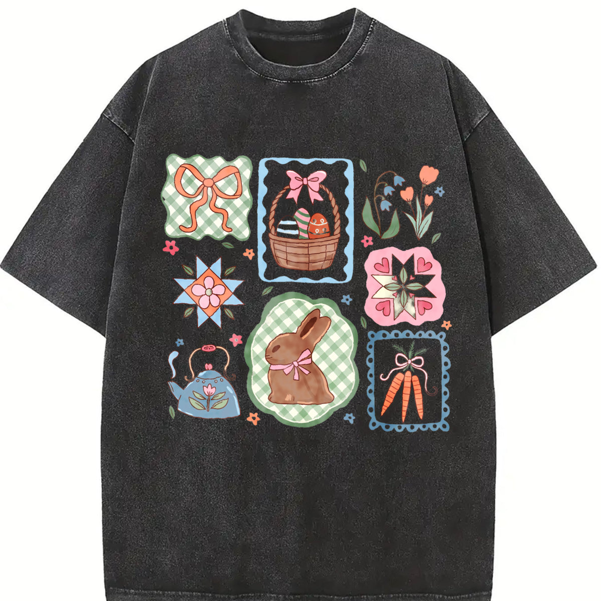Comfort Colors Coquette Bow Easter Shirt for Women Cute Bunnies Shirt Trendy Easter Crewneck Easter Gift for Women