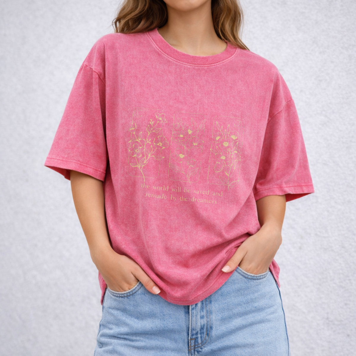 Throne Of Glass Flower Aelin Quote Vintage Washed T-Shirt - product view