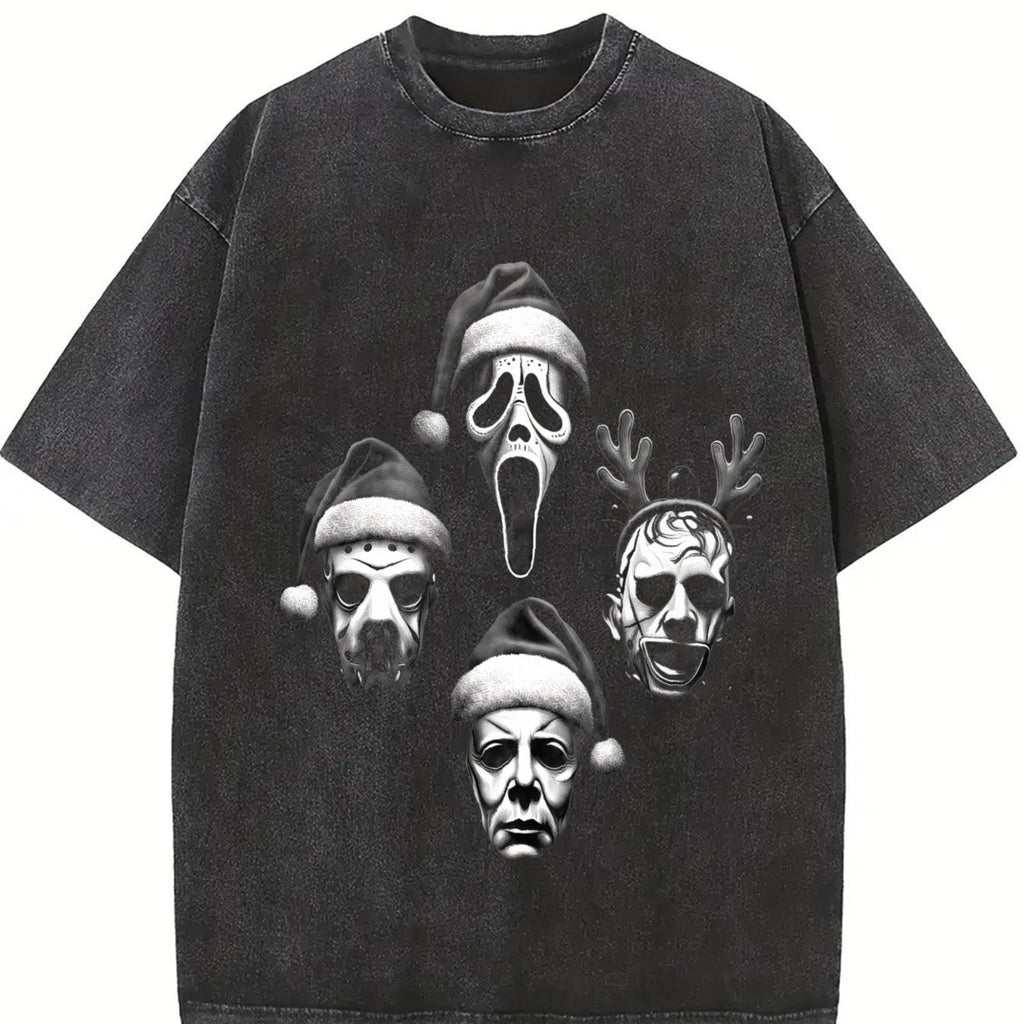 Horror Movie Christmas Shirt, Scary Slasher Characters Tshirt, Creepy Holiday Shirt, Retro Halloween Xmas Horror Tee,  Top Womenswear