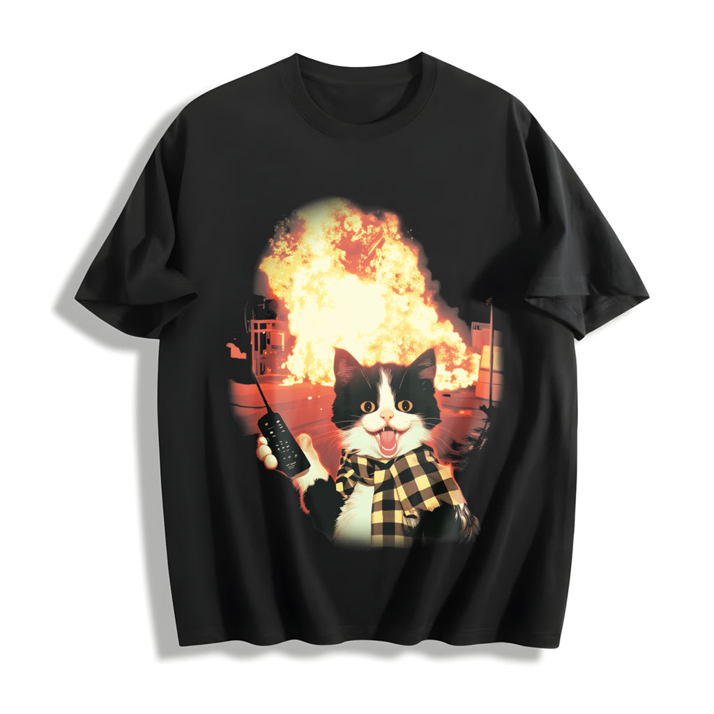 Funny Cat Cotton T-Shirt - product view