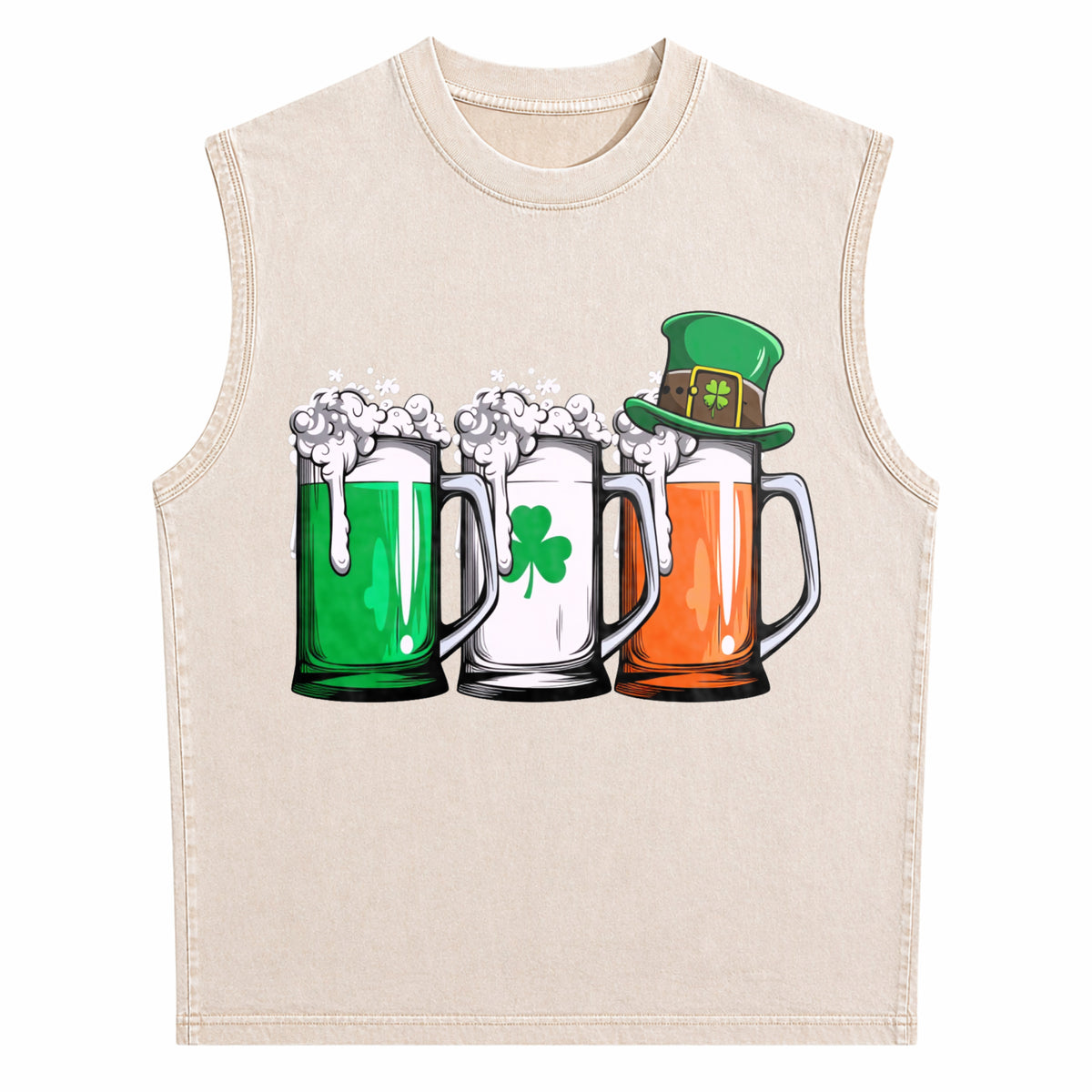 Irish Beer Ireland Flag St Patricks Day Leprechaun Small Men's Washed Tank Top - product view