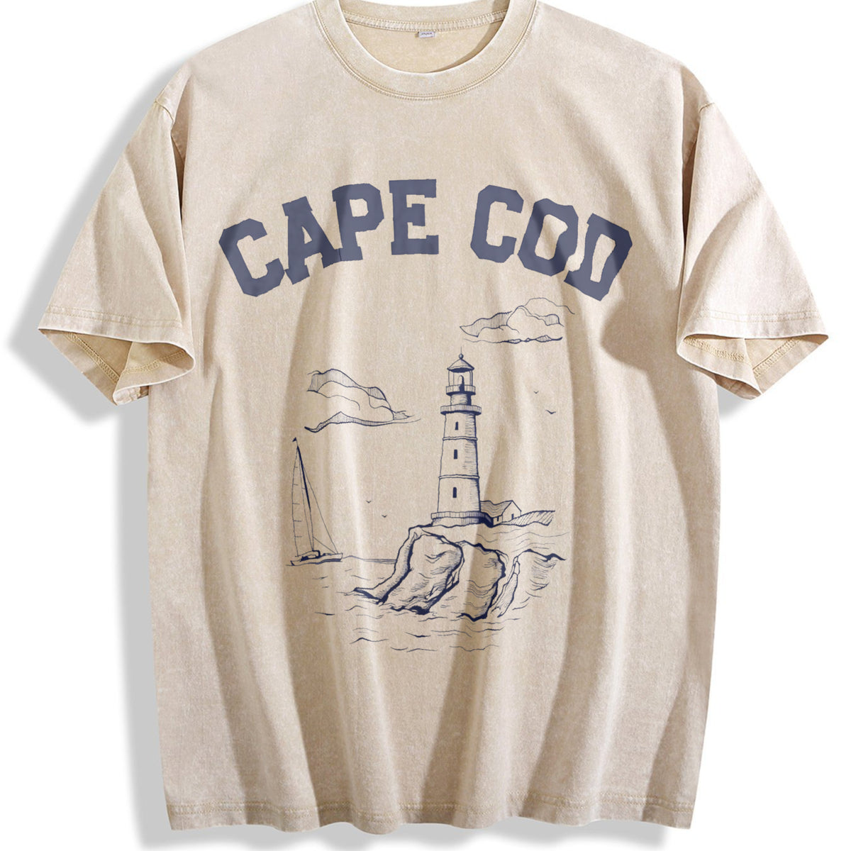 Cape Cod Vintage Washed T-Shirt - Beige