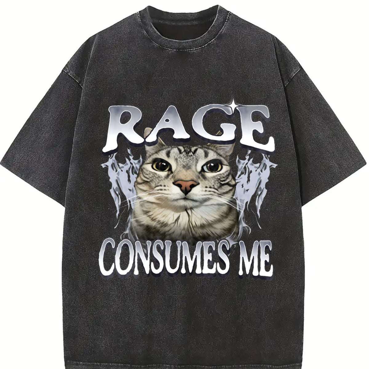 Rage Consumes Me Cat Tshirt, Funny Cat Meme T-Shirt, Vintage Unhinged Cat Tee, Silly Cat Graphic Shirt, Weird Humor Unisex Shirt Top Casual Streetwear