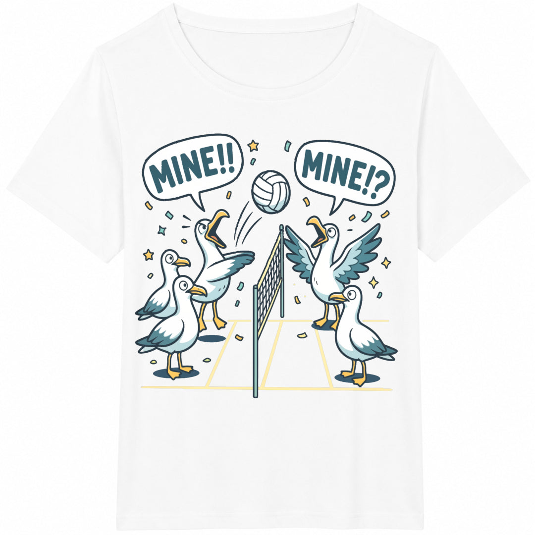 Funny Seagull Volleyball Cotton T-Shirt - product view