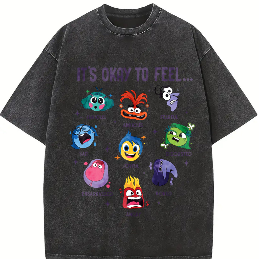 Insidee Out It's Okay To Feel All The Feels Tshirt, Mental Health Shirt, Inclusion Shirt Inside Out Speech Therapy Top Womenswear Cotton Summer Casual