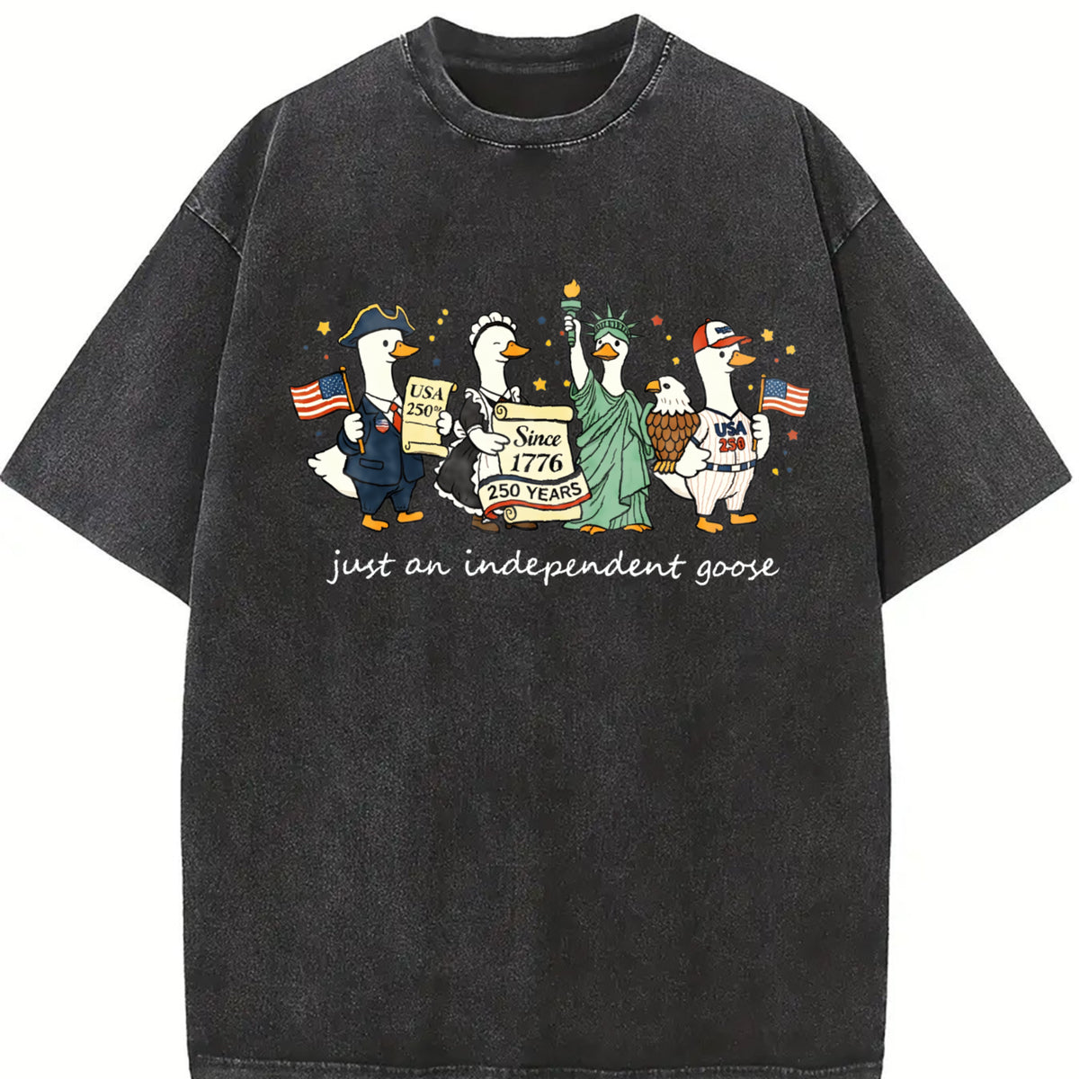 Comfort Colors 250th America Anniversary Shirt, Just An Independent Goose T-Shirt, Silly Goose Clothes, Patriotic Tee with USA Flag Cloth