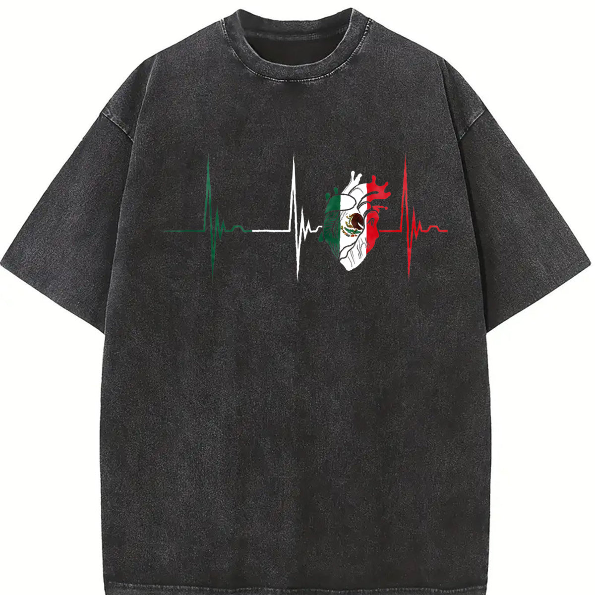 Women's Heartbeat Print Round Neck Tee, Casual Short Sleeve T-shirt for Daily Wear, Ladies Clothes for All Seasons