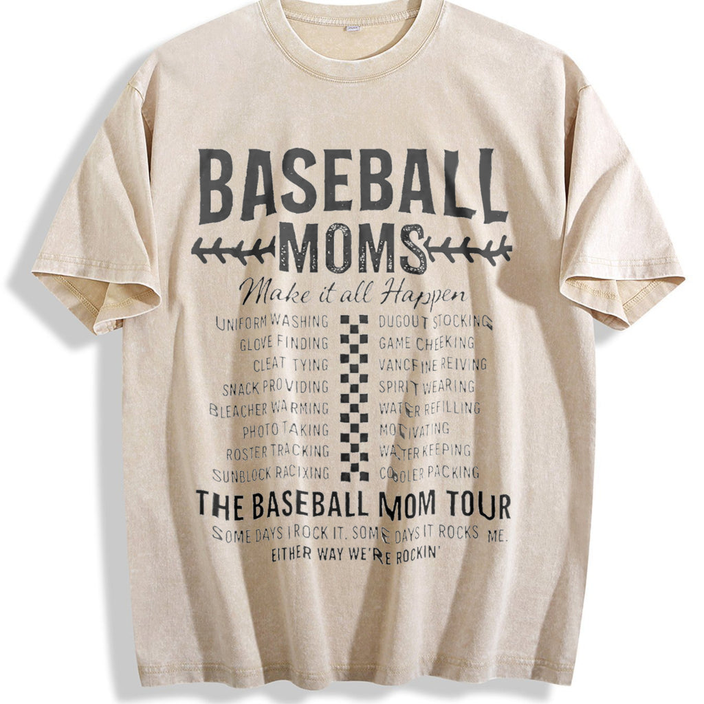 Funny Baseball Mom Vintage Washed T-Shirt - Beige