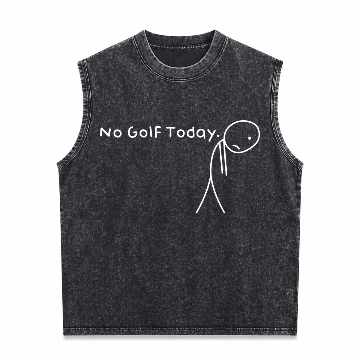 No Golf Today Funny Sad Stickman Golfer Golfers Men's Washed Tank Top - Black