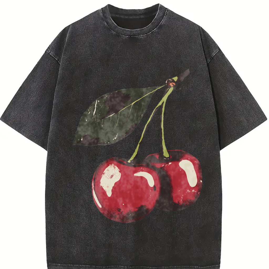 Vintage Cherry Tshirt, Fruit tshirt, Summer Shirt, Food lover gift, Cherry Lover Gift, Retro Cherries Top Womenswear Casual Crewneck