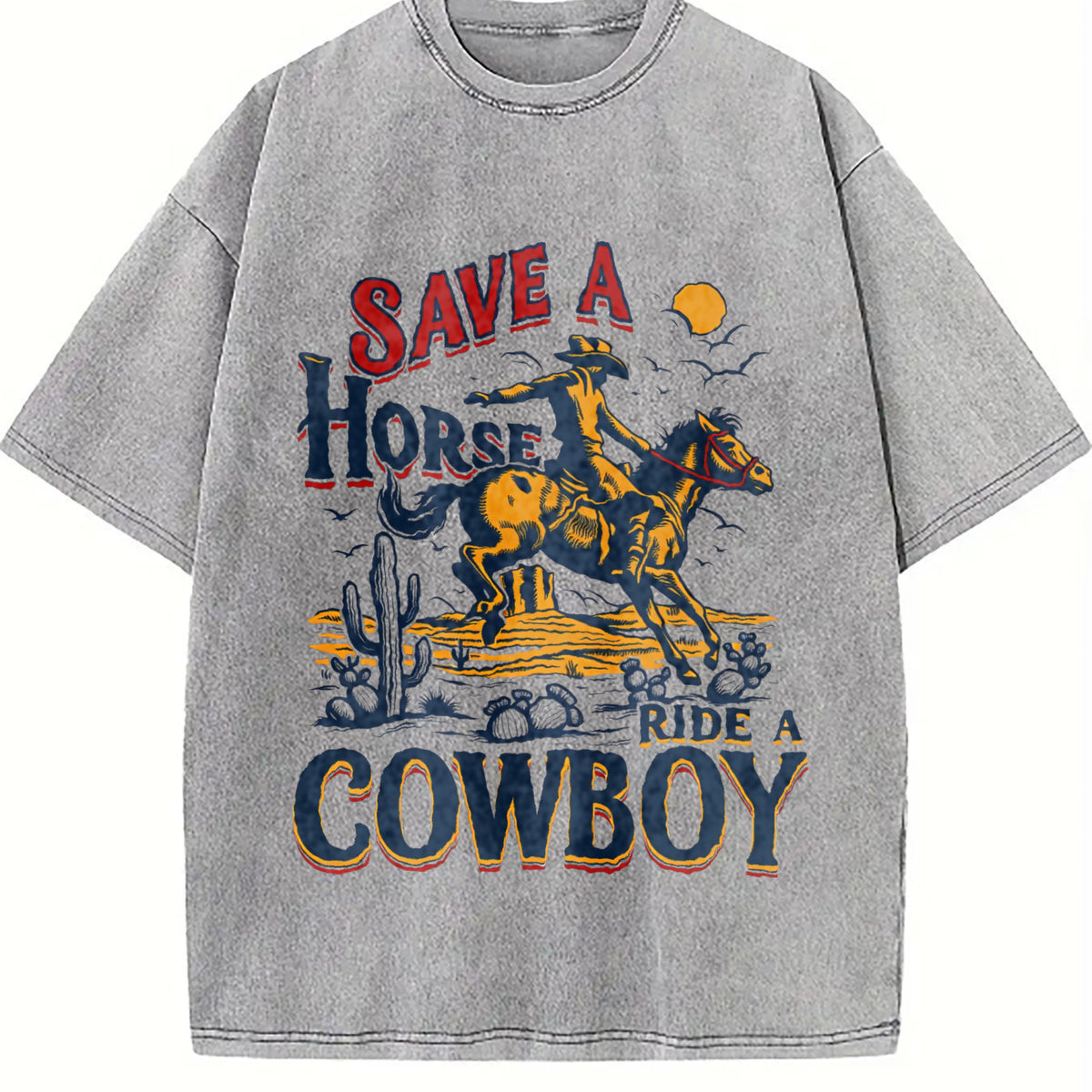 Save A Horse Ride A Cowboy Vintage Washed T-Shirt - product view