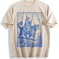 Wizard Cat Rider Vintage Washed T-Shirt - Beige