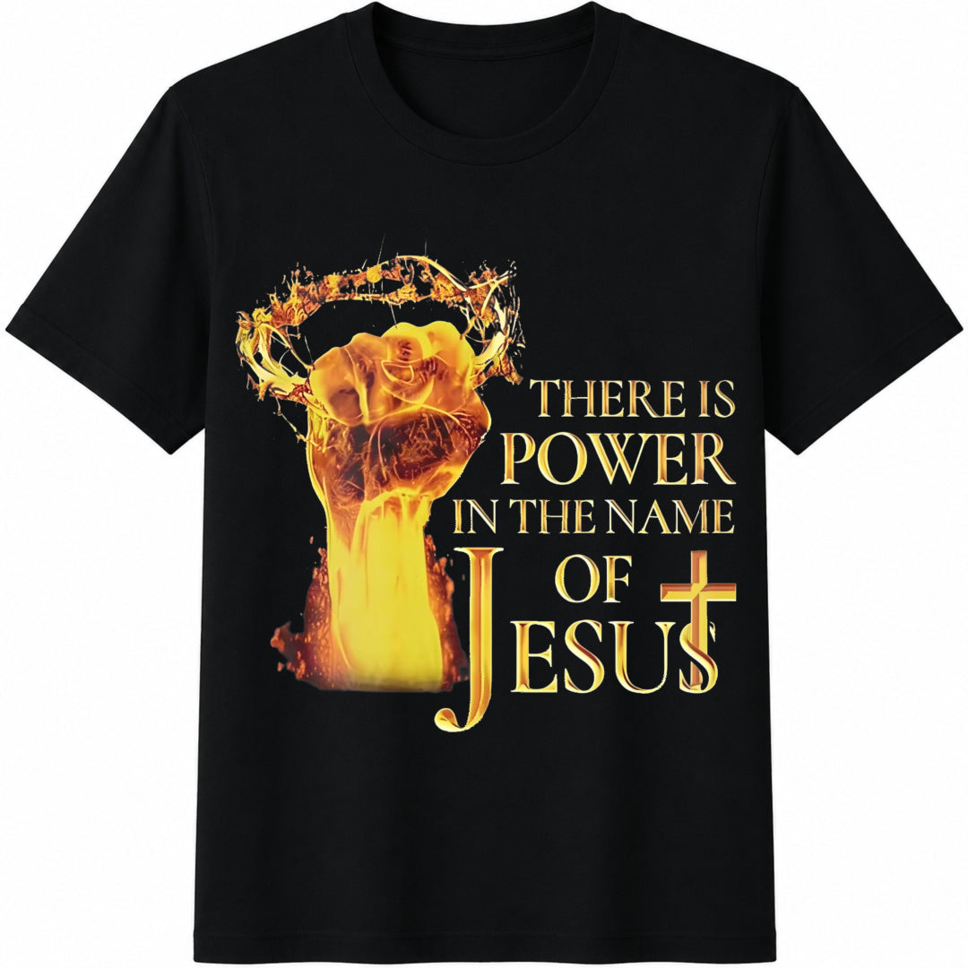 There Is Power in the Name of Jesus Cotton T-Shirt - Black