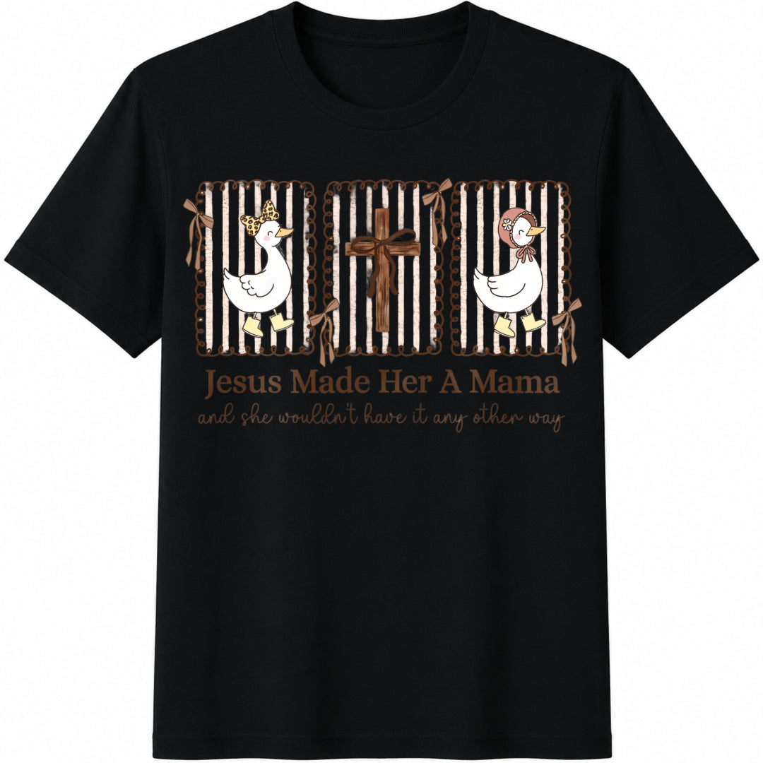 Jesus Made Her A Mama Cotton T-Shirt - Black